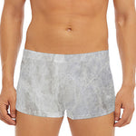 Silver Grey Marble Print Men's Short Boxer Briefs
