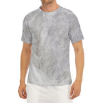Silver Grey Marble Print Men's Short Sleeve Rash Guard