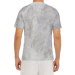 Silver Grey Marble Print Men's Short Sleeve Rash Guard