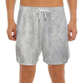 Silver Grey Marble Print Men's Split Running Shorts