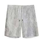 Silver Grey Marble Print Men's Sports Shorts