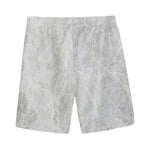 Silver Grey Marble Print Men's Sports Shorts