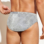 Silver Grey Marble Print Men's Swim Briefs