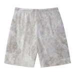 Silver Grey Marble Print Men's Swim Trunks