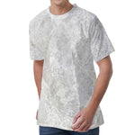 Silver Grey Marble Print Men's Velvet T-Shirt