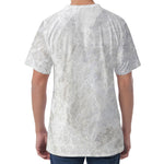 Silver Grey Marble Print Men's Velvet T-Shirt