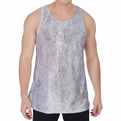Silver Grey Marble Print Men's Velvet Tank Top