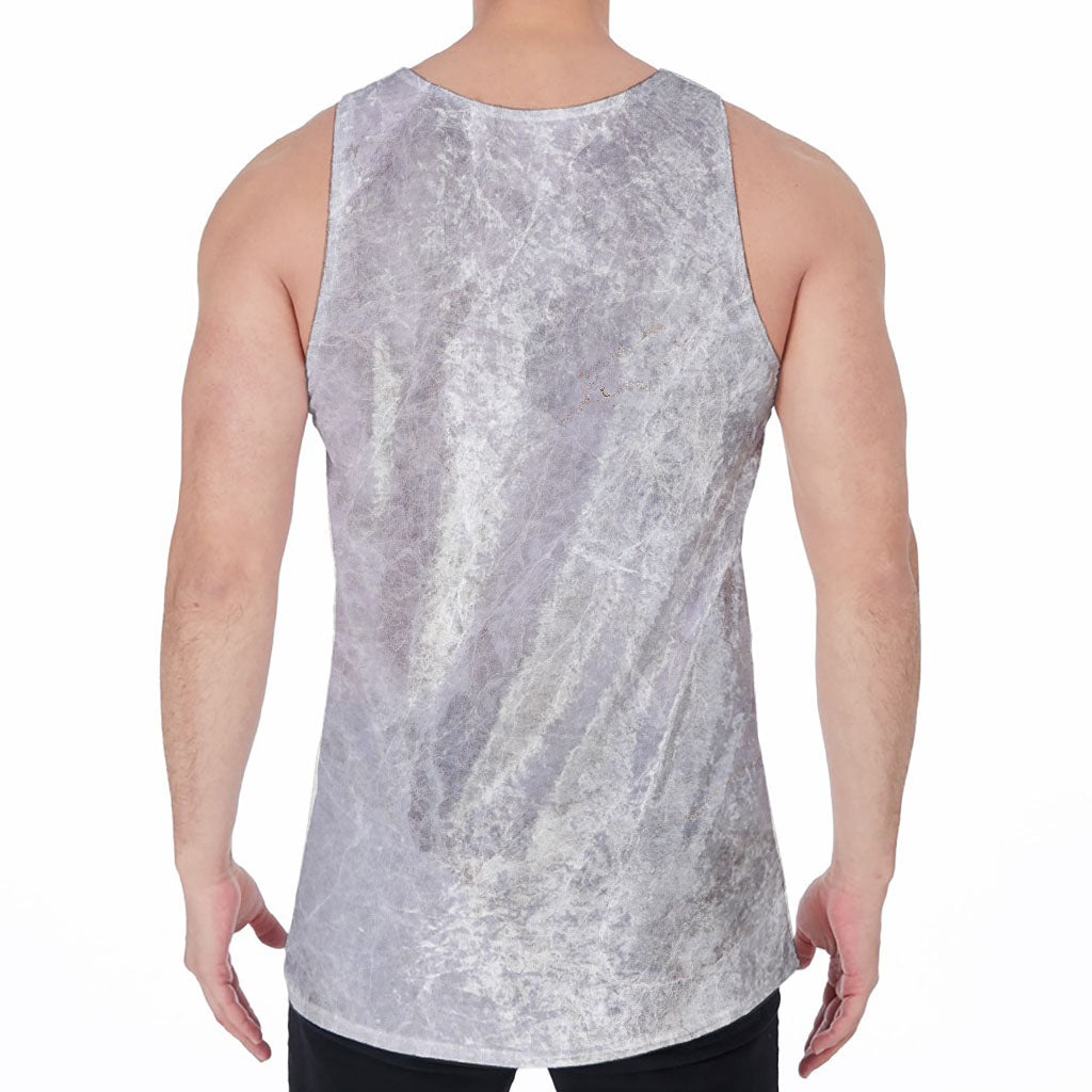 Silver Grey Marble Print Men's Velvet Tank Top
