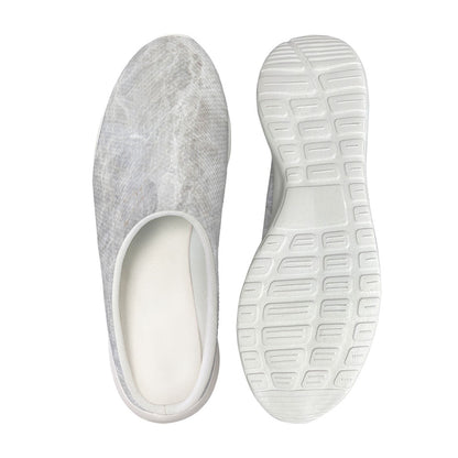 Silver Grey Marble Print Mesh Casual Shoes