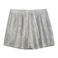 Silver Grey Marble Print Mesh Shorts