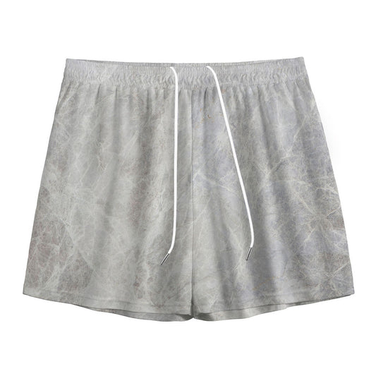 Silver Grey Marble Print Mesh Shorts