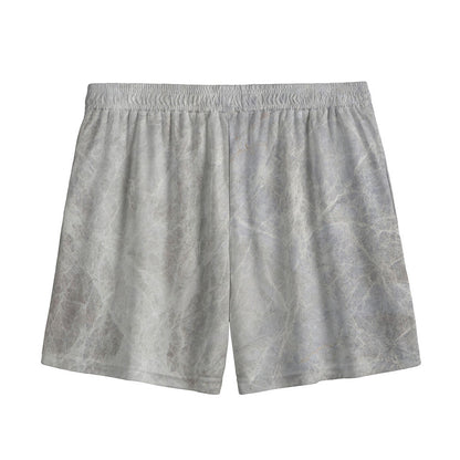 Silver Grey Marble Print Mesh Shorts