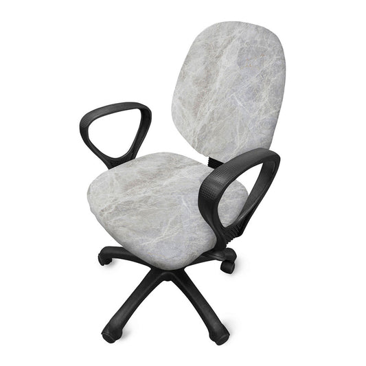 Silver Grey Marble Print Office Chair Cover