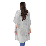 Silver Grey Marble Print Open Front Beach Cover Up