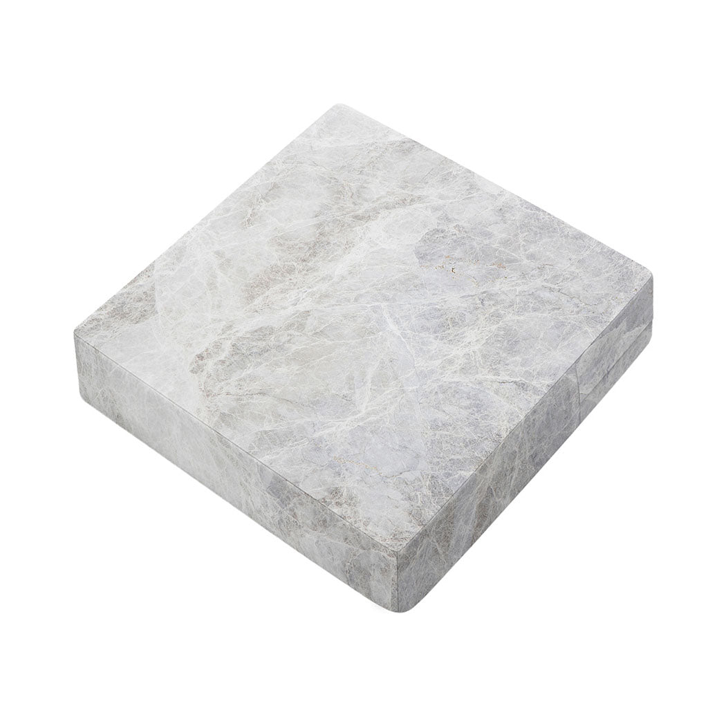 Silver Grey Marble Print Outdoor Seat Cushion Cover