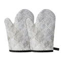 Silver Grey Marble Print Oven Mitts