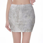 Silver Grey Marble Print Pencil Mini Skirt