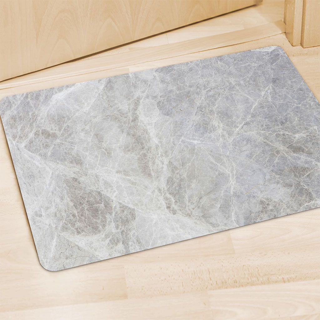 Silver Grey Marble Print Polyester Doormat