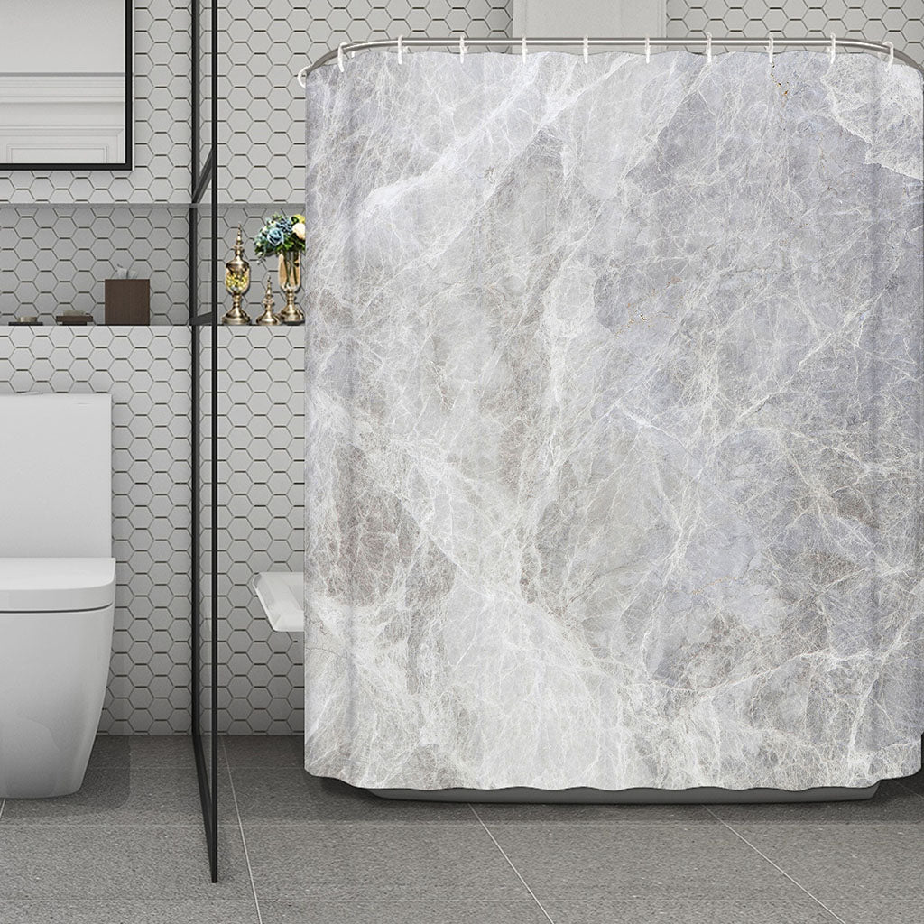 Silver Grey Marble Print Polyester Shower Curtain