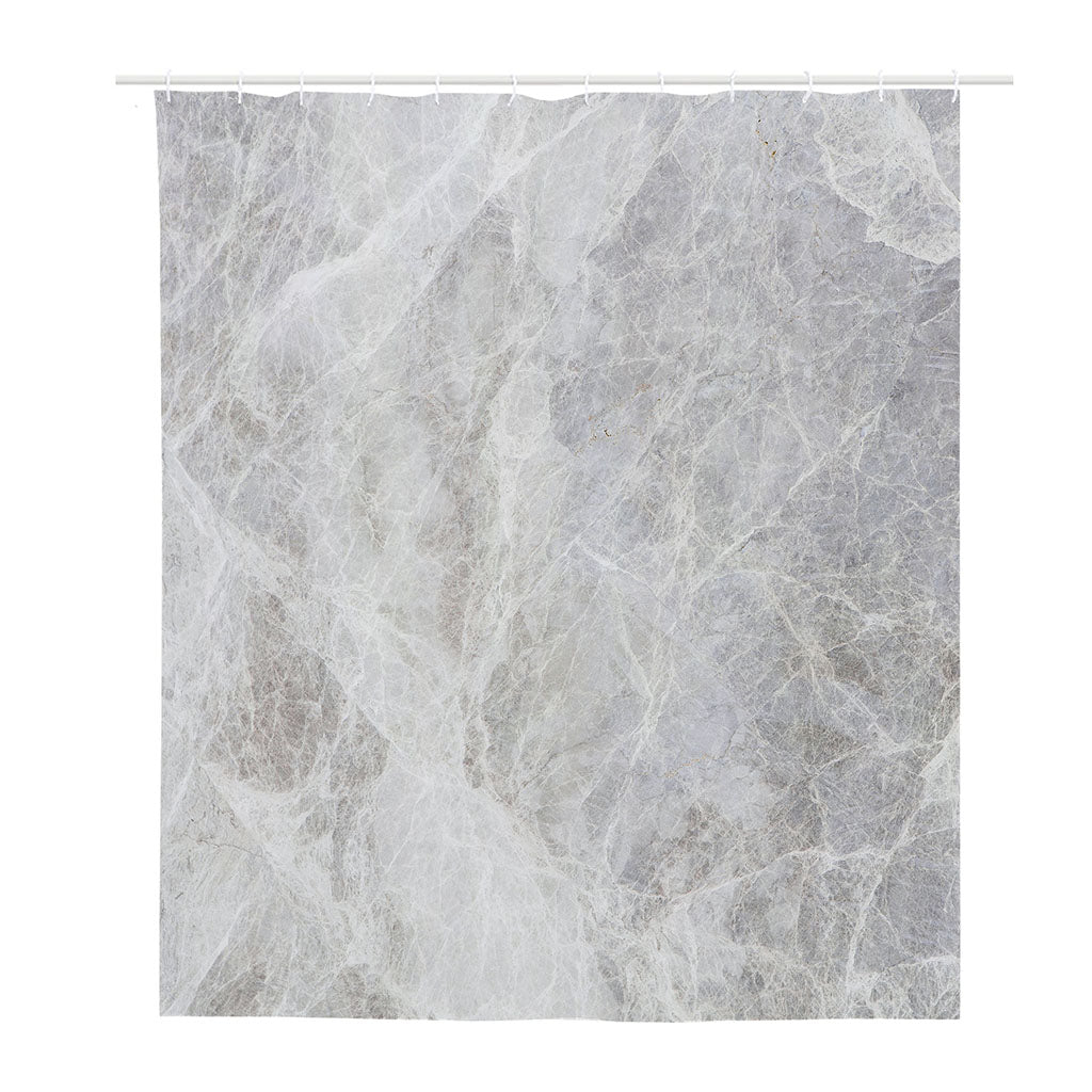 Silver Grey Marble Print Polyester Shower Curtain