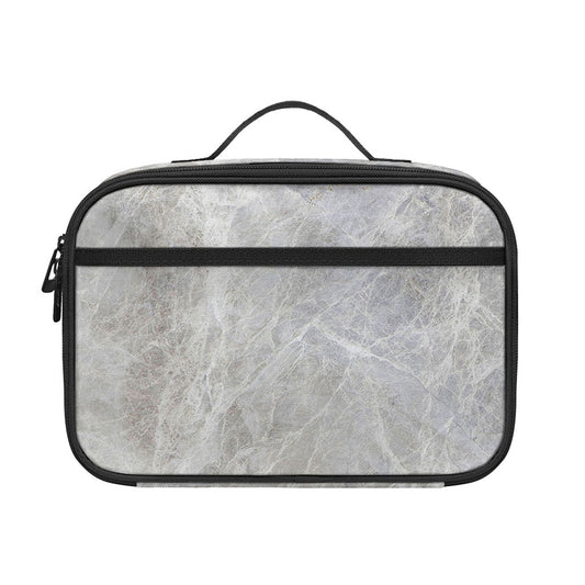 Silver Grey Marble Print Portable Lunch Bag
