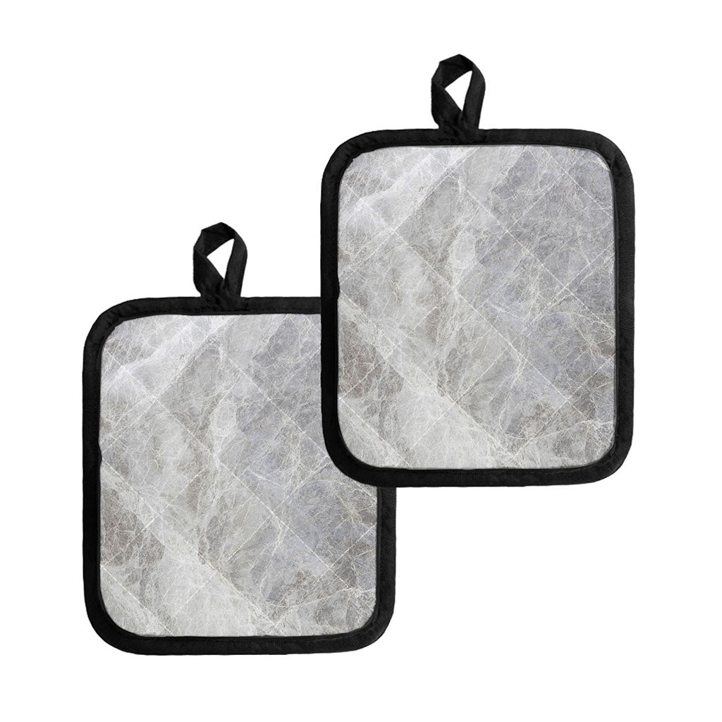 Silver Grey Marble Print Pot Holders