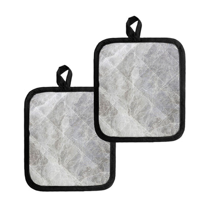 Silver Grey Marble Print Pot Holders