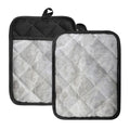Silver Grey Marble Print Pot Holders With Pocket