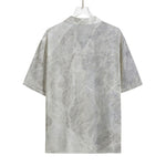 Silver Grey Marble Print Rayon Hawaiian Shirt