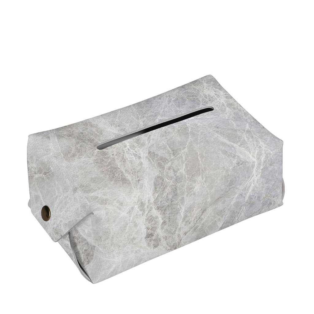Silver Grey Marble Print Rectangle Tissue Box Cover