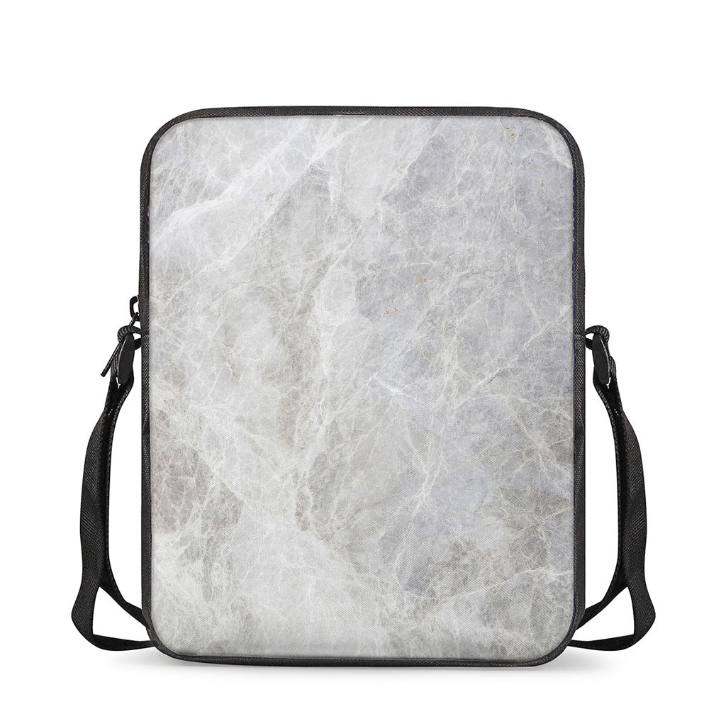 Silver Grey Marble Print Rectangular Crossbody Bag