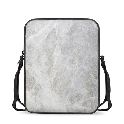 Silver Grey Marble Print Rectangular Crossbody Bag