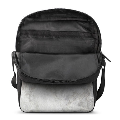Silver Grey Marble Print Rectangular Crossbody Bag