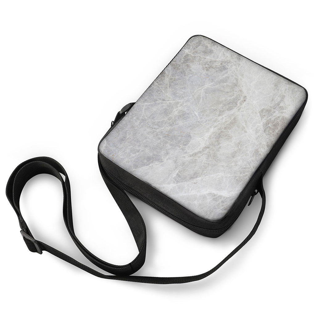 Silver Grey Marble Print Rectangular Crossbody Bag