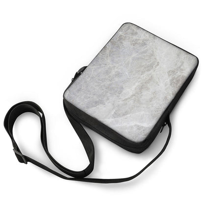 Silver Grey Marble Print Rectangular Crossbody Bag