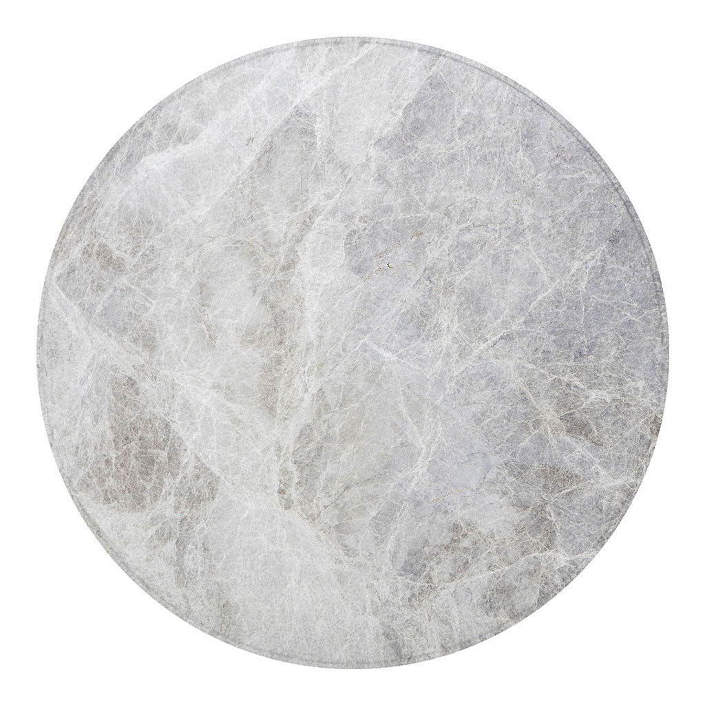 Silver Grey Marble Print Round Blanket