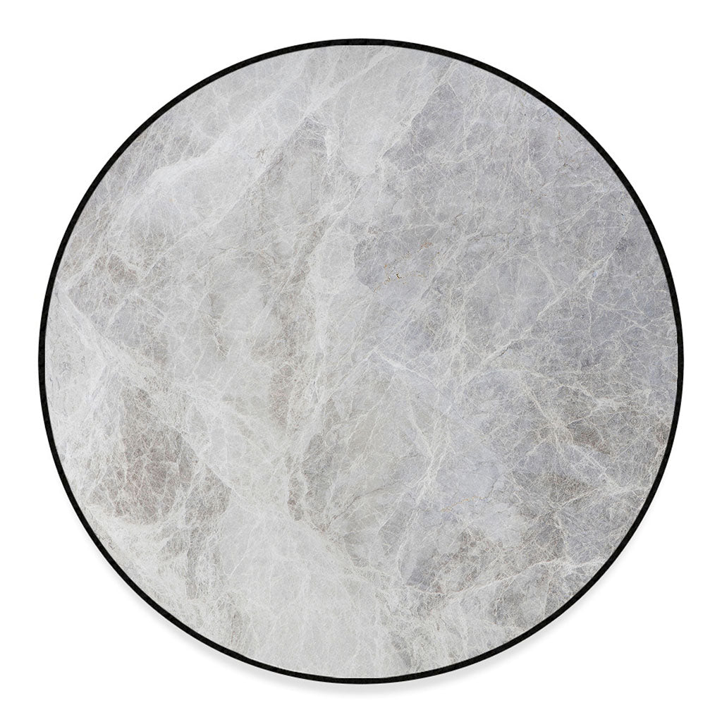 Silver Grey Marble Print Round Floor Mat