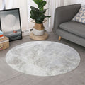 Silver Grey Marble Print Round Rug