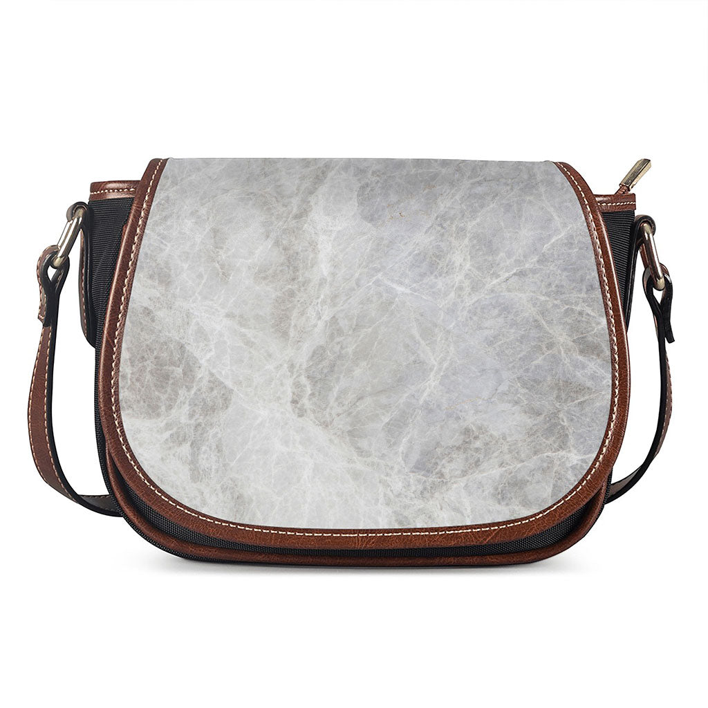 Silver Grey Marble Print Saddle Bag