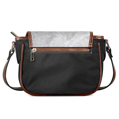 Silver Grey Marble Print Saddle Bag