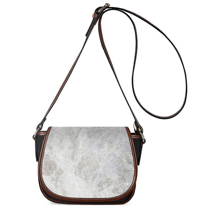 Silver Grey Marble Print Saddle Bag