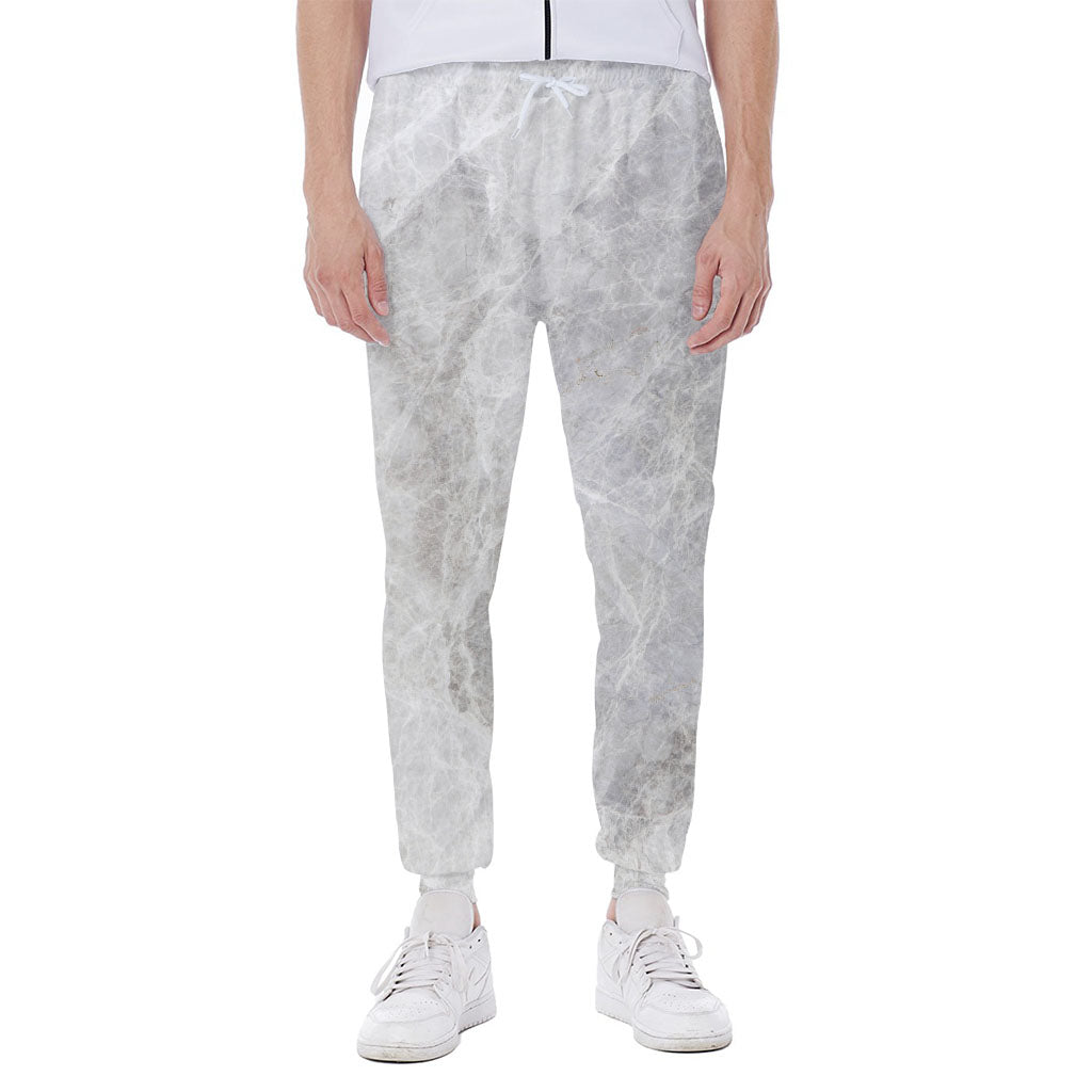 Silver Grey Marble Print Scuba Joggers