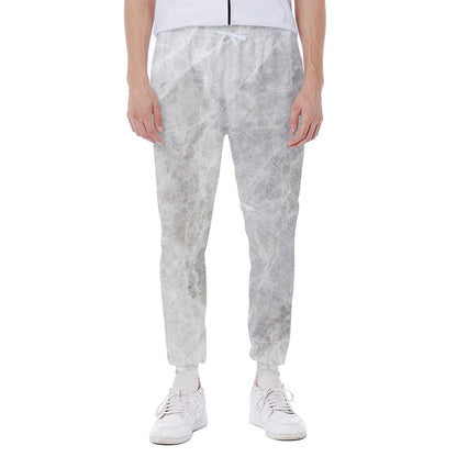 Silver Grey Marble Print Scuba Joggers
