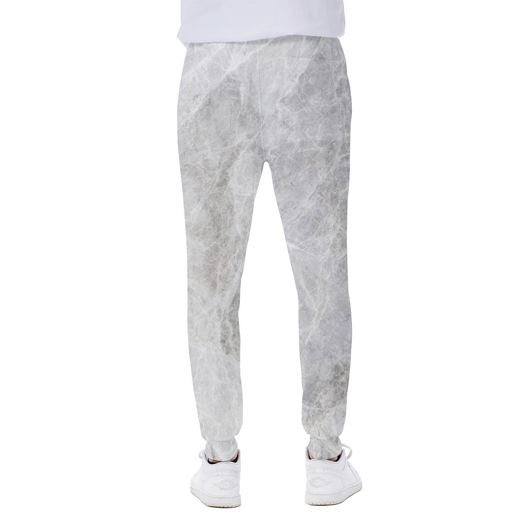 Silver Grey Marble Print Scuba Joggers
