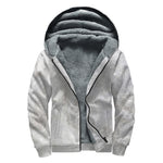 Silver Grey Marble Print Sherpa Lined Zip Up Hoodie