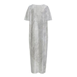 Silver Grey Marble Print Short Sleeve Long Nightdress