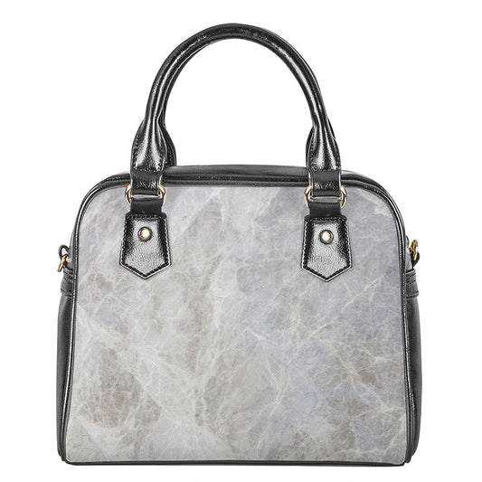 Silver Grey Marble Print Shoulder Handbag