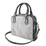 Silver Grey Marble Print Shoulder Handbag
