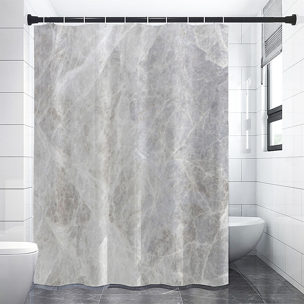 Silver Grey Marble Print Shower Curtain