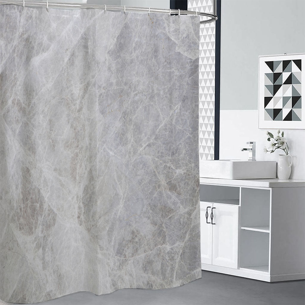 Silver Grey Marble Print Shower Curtain